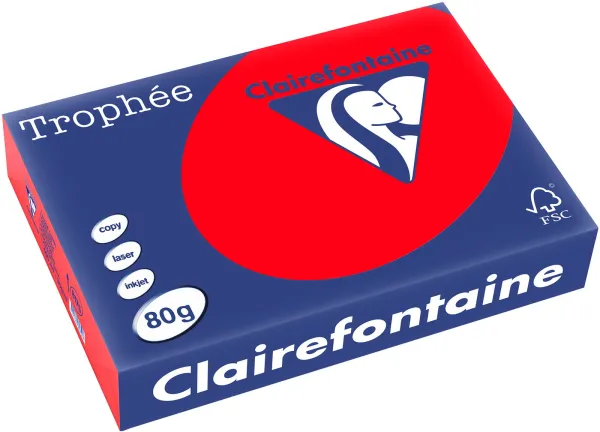 Q-connect Trophee kopipapir A4 80g stærk rød 500ark